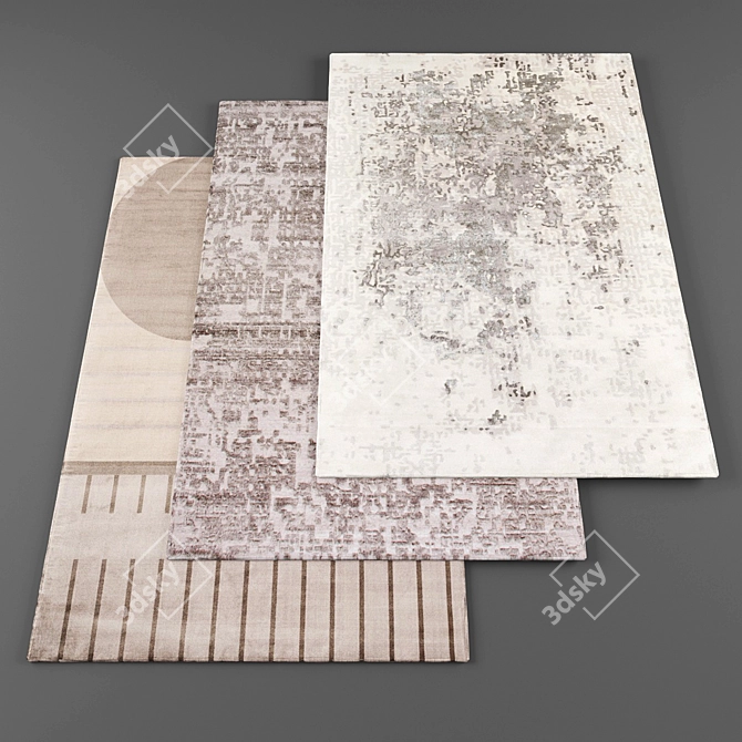 Modern Rugs Set: 4 Pieces 3D model image 1