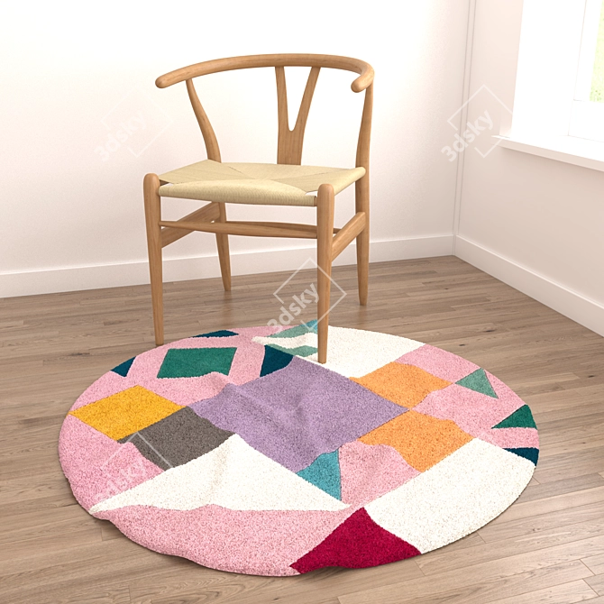 Round Rugs Set with Multiple Textures 3D model image 3