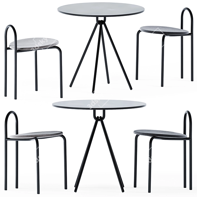 Cafe Vibes Set: Piper Table & Michelle Stool 3D model image 1