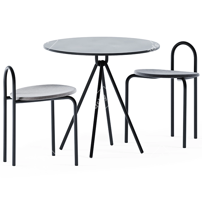 Cafe Vibes Set: Piper Table & Michelle Stool 3D model image 2