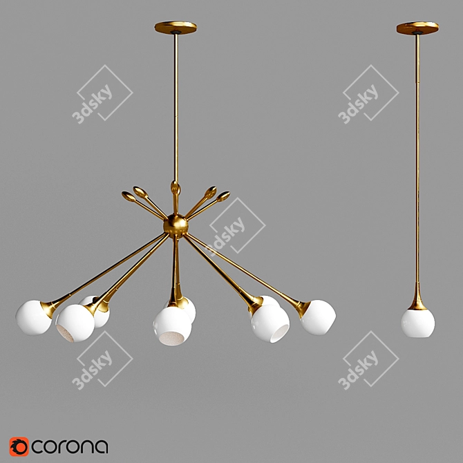 Elegant Pontil Pendant Lights 3D model image 1