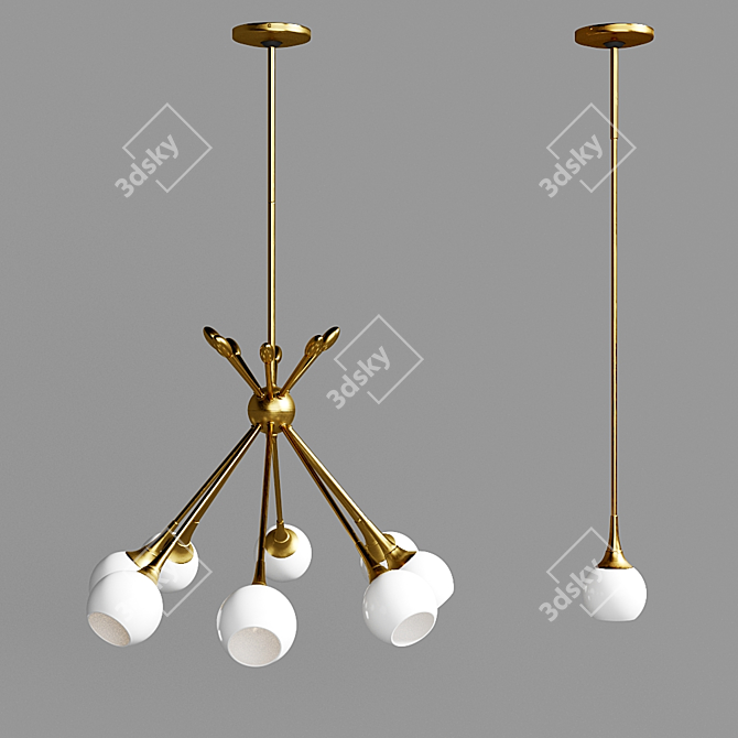 Elegant Pontil Pendant Lights 3D model image 3