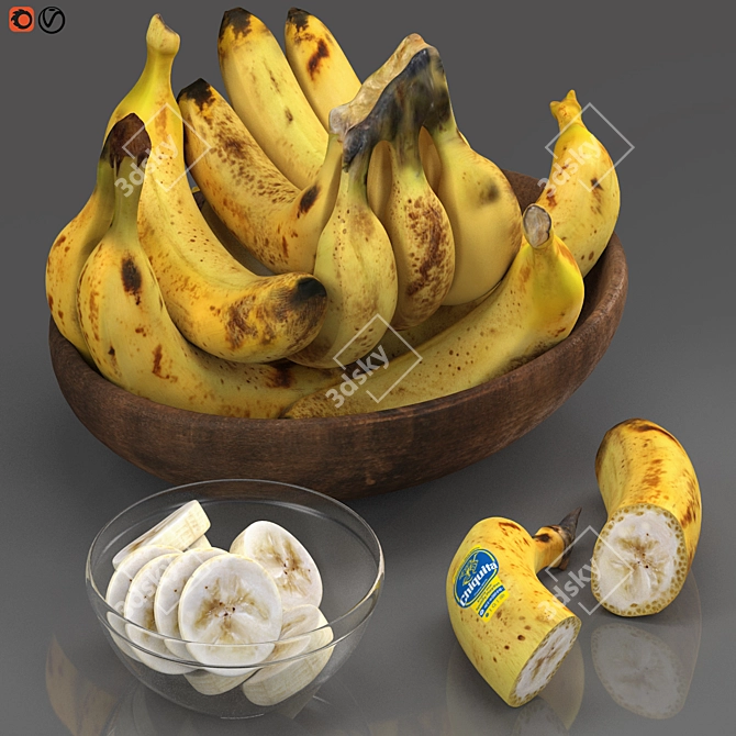 3D Max Bowl of Bananas 3D model image 1