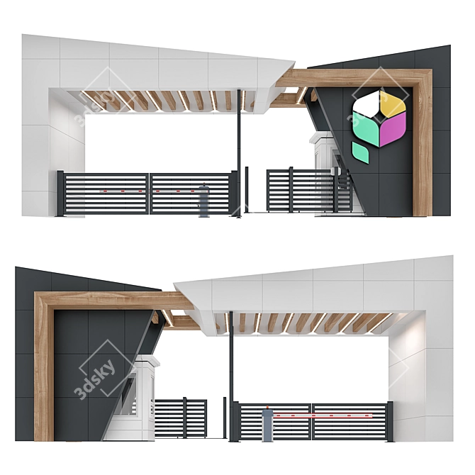 Modern Residential Entrance Group 3D model image 1