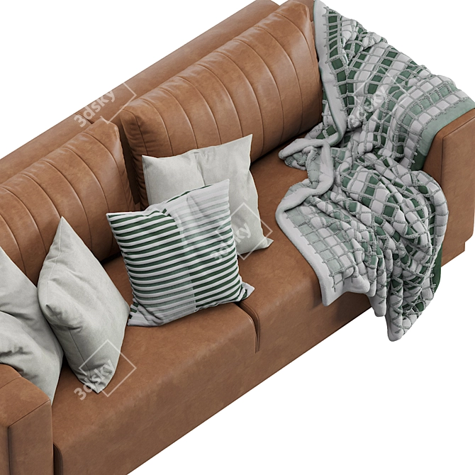 Sleek Leather Sofa 3D model image 5