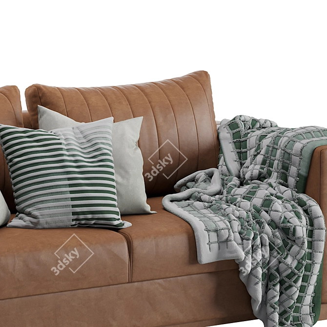 Sleek Leather Sofa 3D model image 6