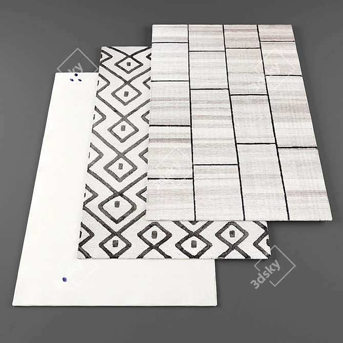 Modern Rugs Set: High Resolution, 5 Textured Pieces 3D model image 1