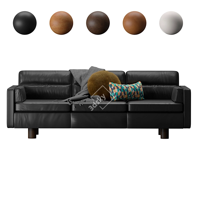 Aston Leather Sofa: Luxurious Comfort by West Elm 3D model image 2