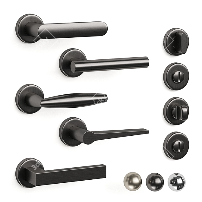 Elegant Olivari Door Handle Set 3D model image 1