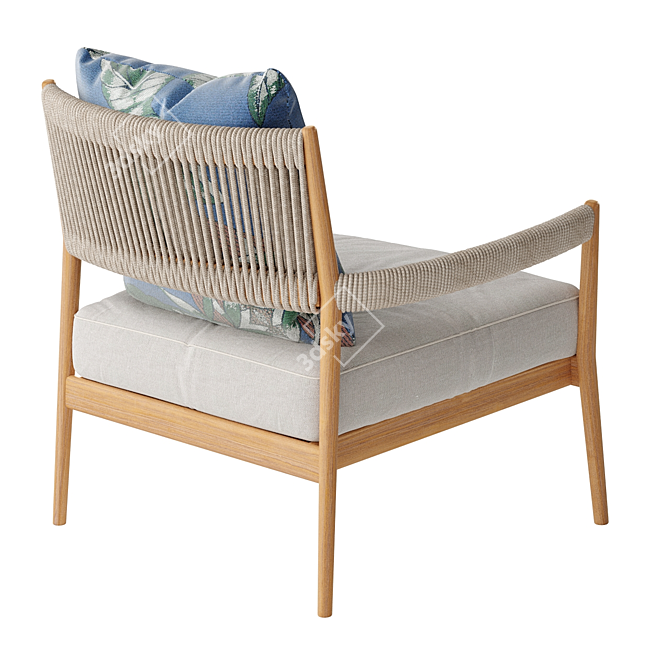 Teak and Rope Armchair: Dine Out 3D model image 3