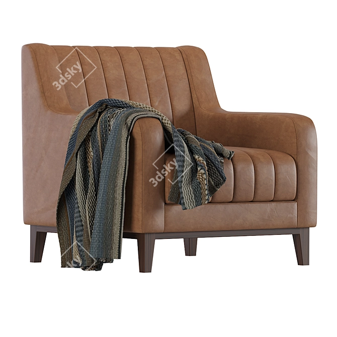 Sleek Modern Leather Armchair 3D model image 1