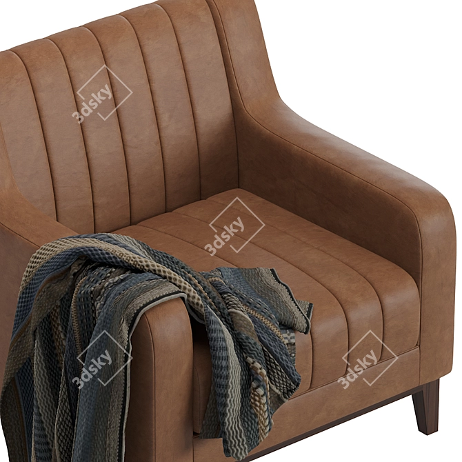 Sleek Modern Leather Armchair 3D model image 4