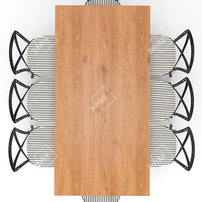 Modern Farmhouse Dining Set 3D model image 2