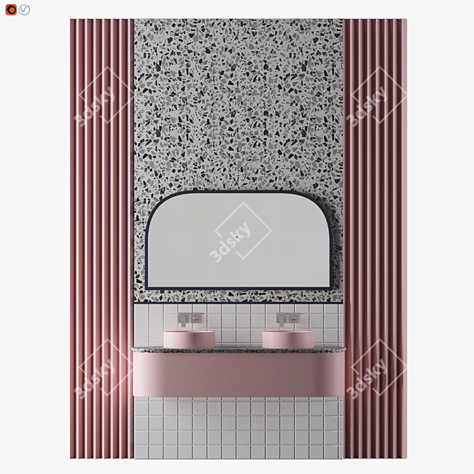 Pastel Pink Bathroom Design 3D model image 1