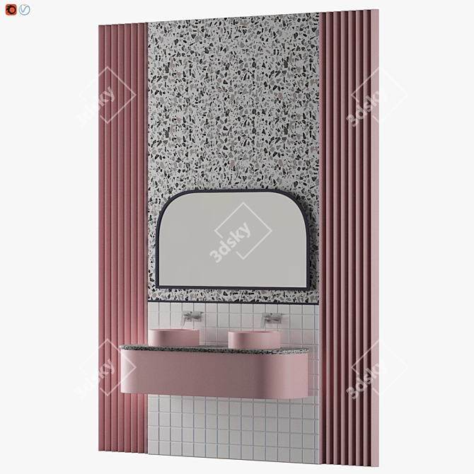 Pastel Pink Bathroom Design 3D model image 2