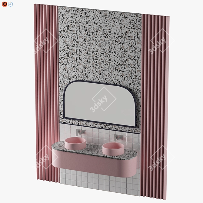 Pastel Pink Bathroom Design 3D model image 3