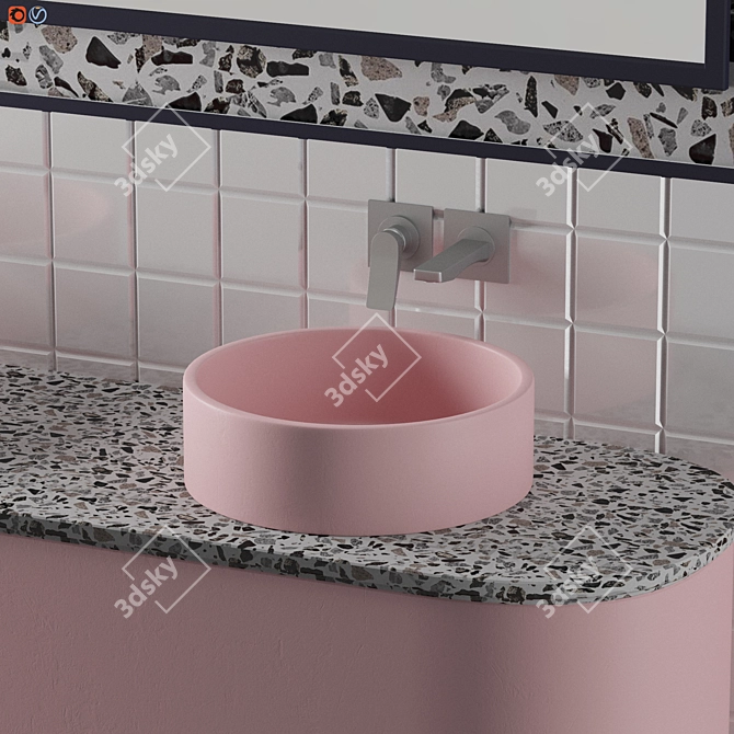 Pastel Pink Bathroom Design 3D model image 4