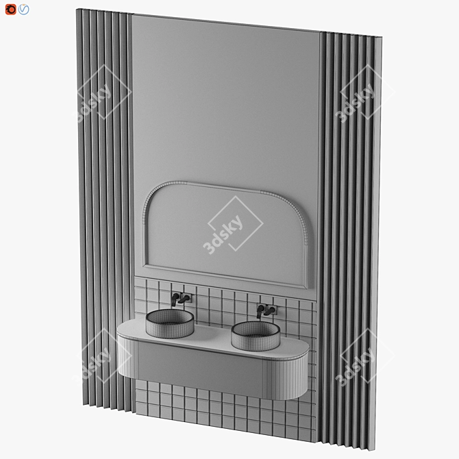 Pastel Pink Bathroom Design 3D model image 5