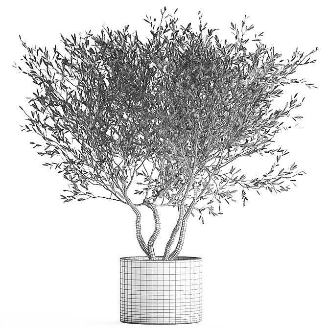 Exquisite Plant Collection in White Vase 3D model image 6