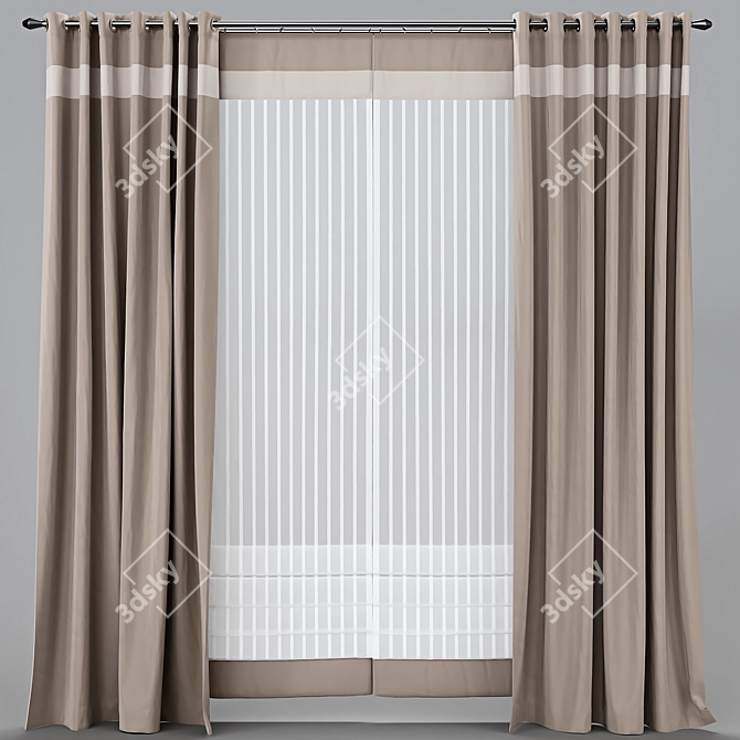 Versatile Curtains: Customizable Colors, Mesh Retopology 3D model image 4