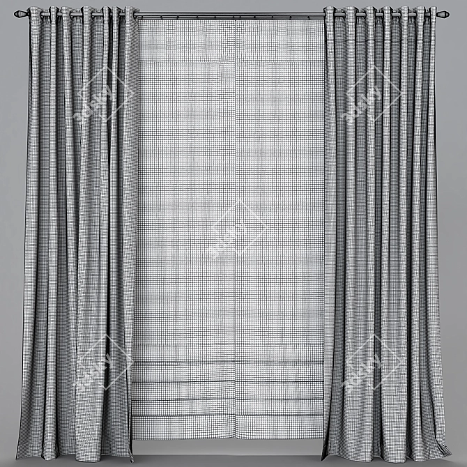 Versatile Curtains: Customizable Colors, Mesh Retopology 3D model image 5