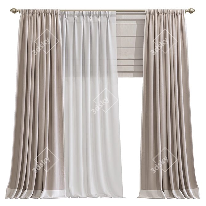 Elegant Curtain 881 3D model image 1