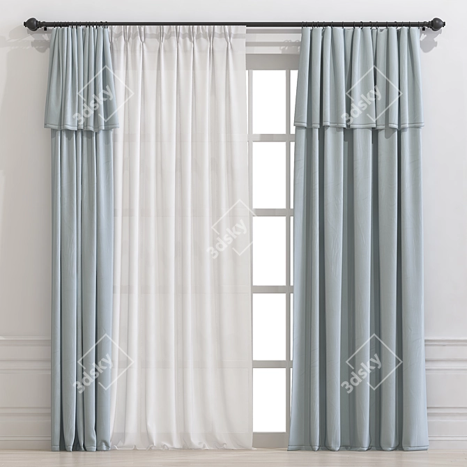 Curvaceous Elegance: Curtain 884 3D model image 1