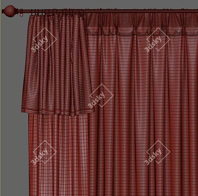 Curvaceous Elegance: Curtain 884 3D model image 3