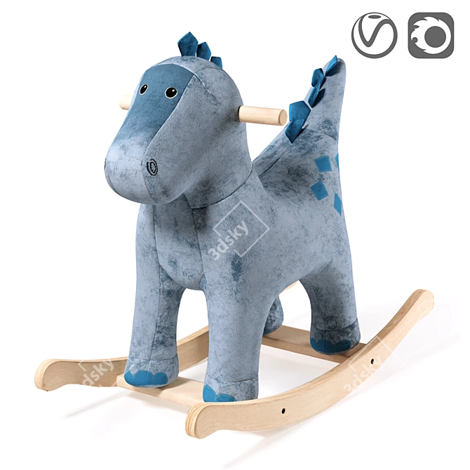 Roaring Blue Dino Rocker 3D model image 1