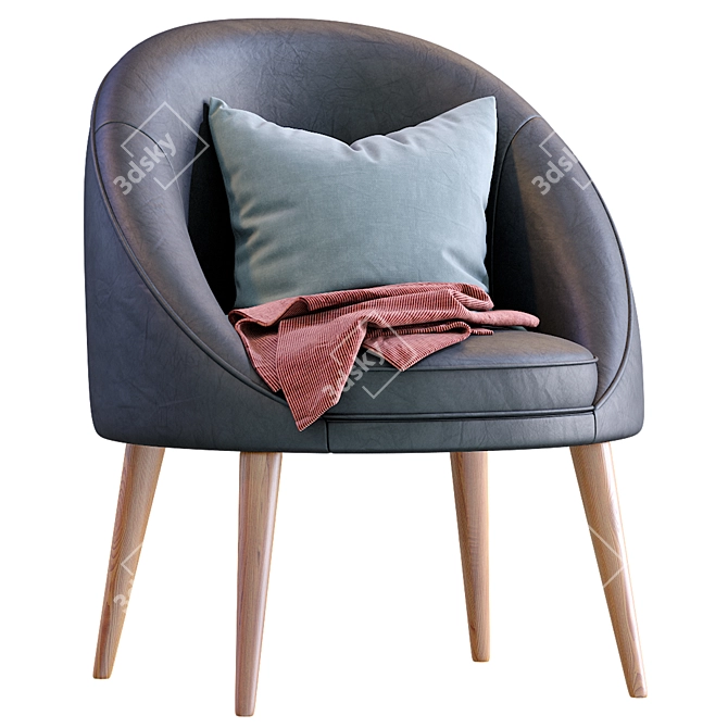 Elegant Oreved Leather Armchair 3D model image 1