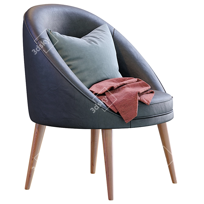 Elegant Oreved Leather Armchair 3D model image 2