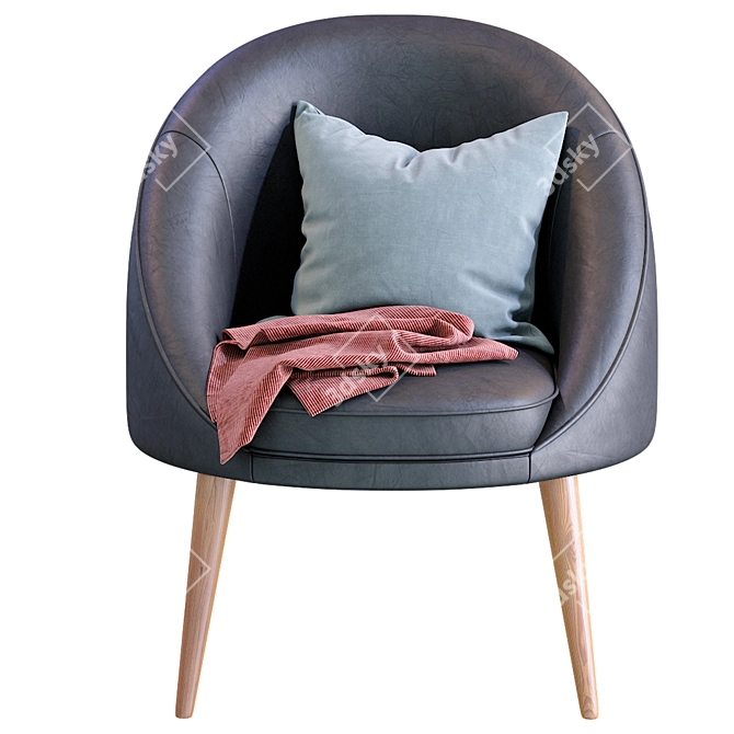Elegant Oreved Leather Armchair 3D model image 4