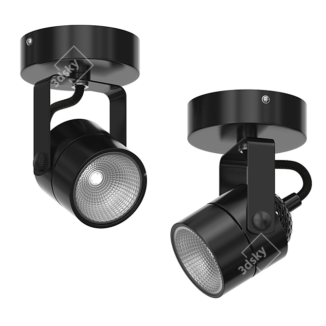 Modern Black Spot Light 3D model image 2