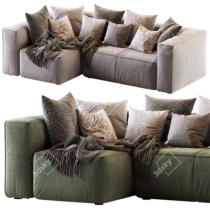 Cozy Mello Taos Brown Corner Sectional 3D model image 1