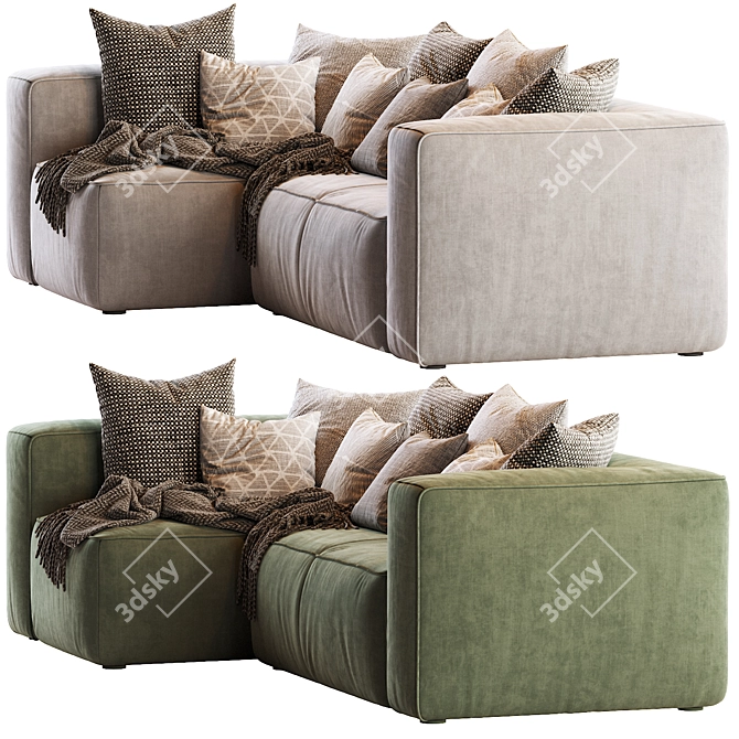 Cozy Mello Taos Brown Corner Sectional 3D model image 5