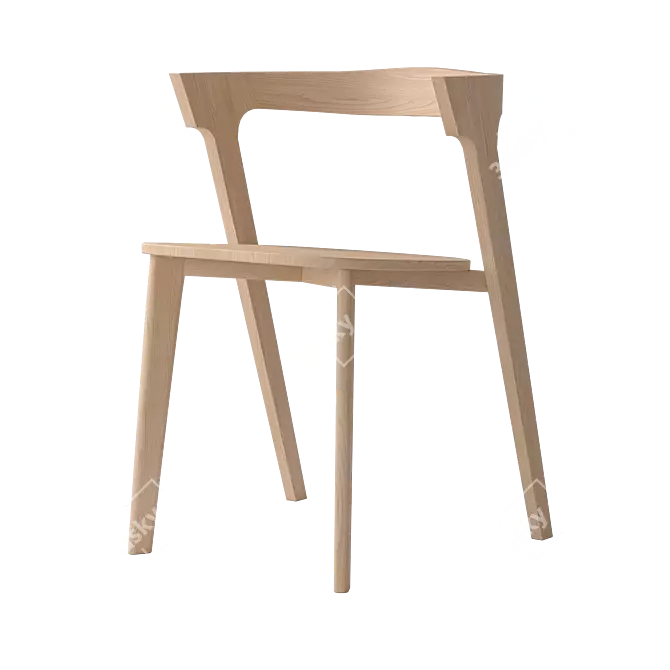 Custom Oak Wood Chair 3D model image 1