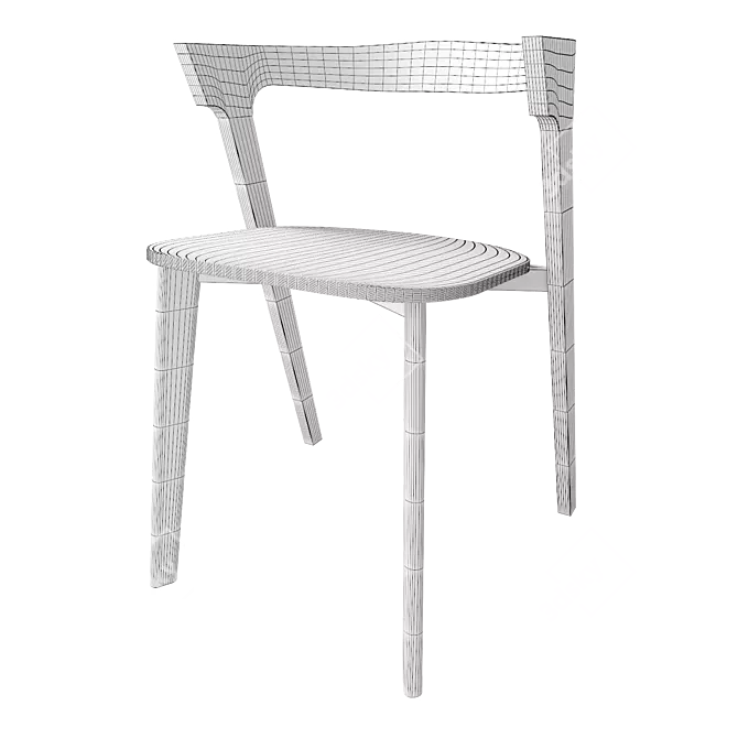 Custom Oak Wood Chair 3D model image 4