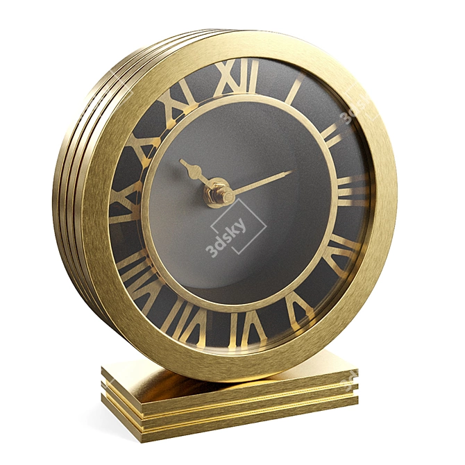Luxembourg Table Clock: Elegant Aluminum and Brass Design 3D model image 1