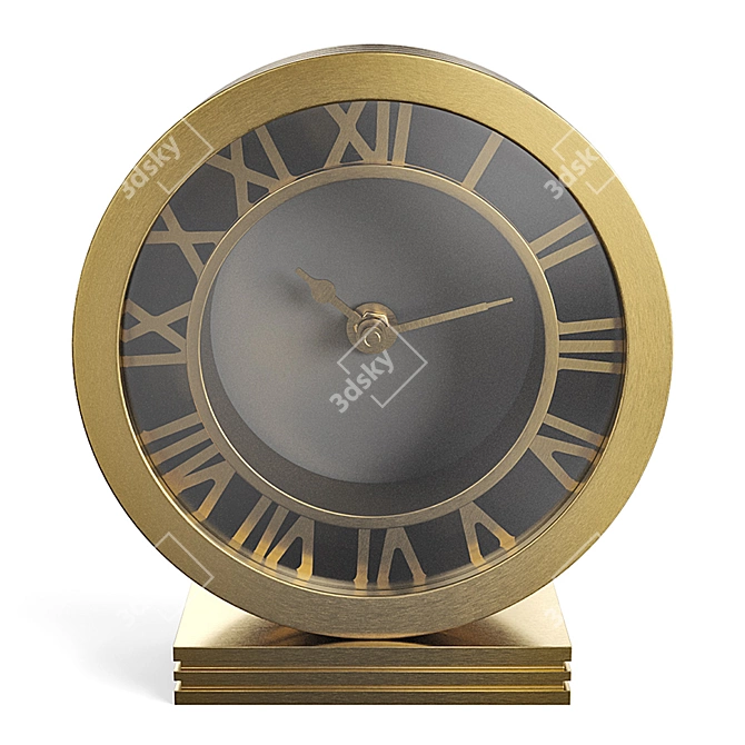Luxembourg Table Clock: Elegant Aluminum and Brass Design 3D model image 2