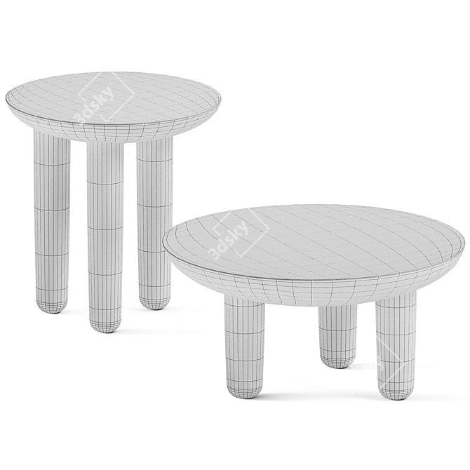 Sleek Metal Coffee Tables 3D model image 3