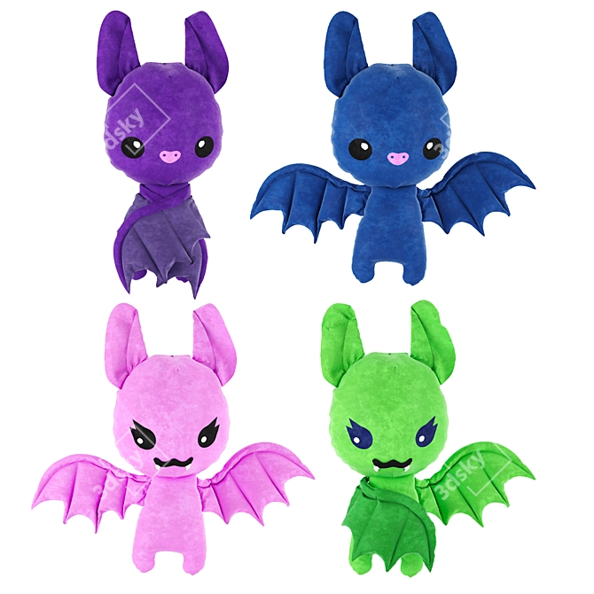 Color-changing Plush Bat Set (4pcs) 3D model image 1