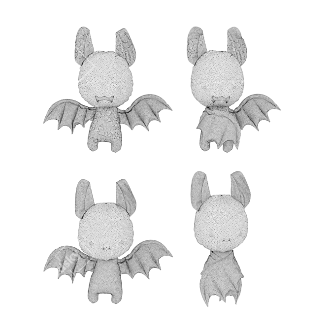 Color-changing Plush Bat Set (4pcs) 3D model image 6