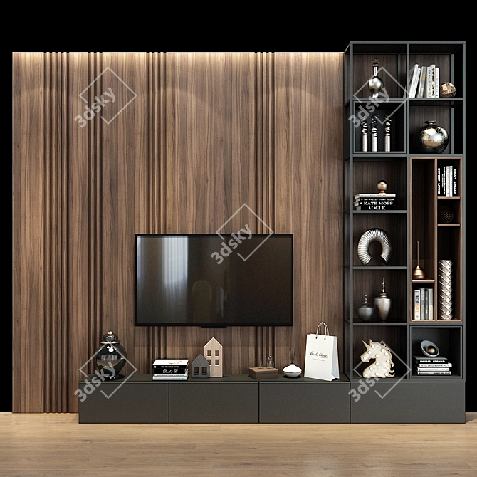 Stylish TV Shelf 0348 3D model image 1
