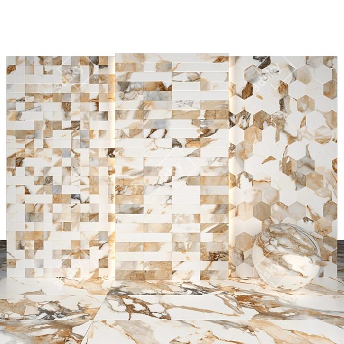 Elegant Paonazzo Gold Marble Slabs 3D model image 3