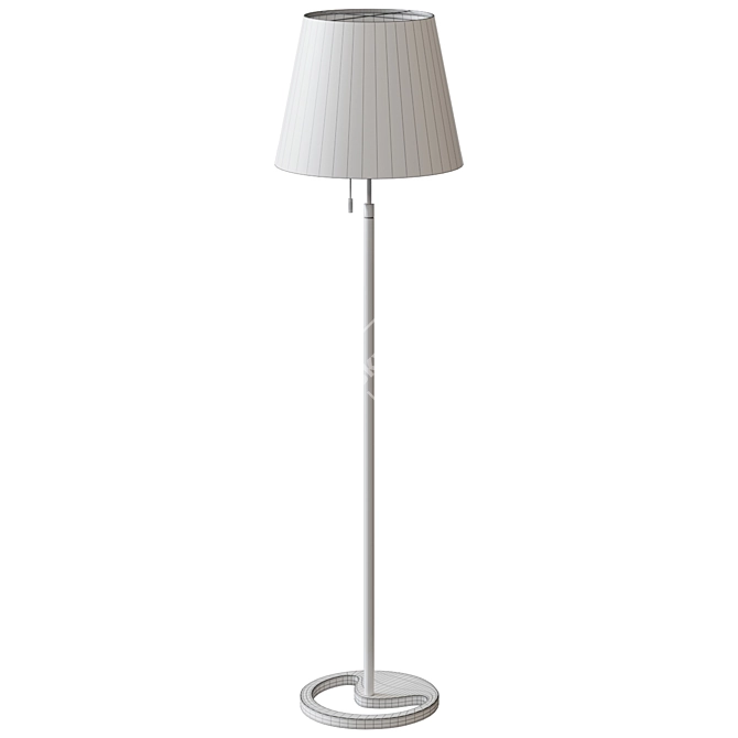 Sleek Nickel-plated Floor Lamp 3D model image 2