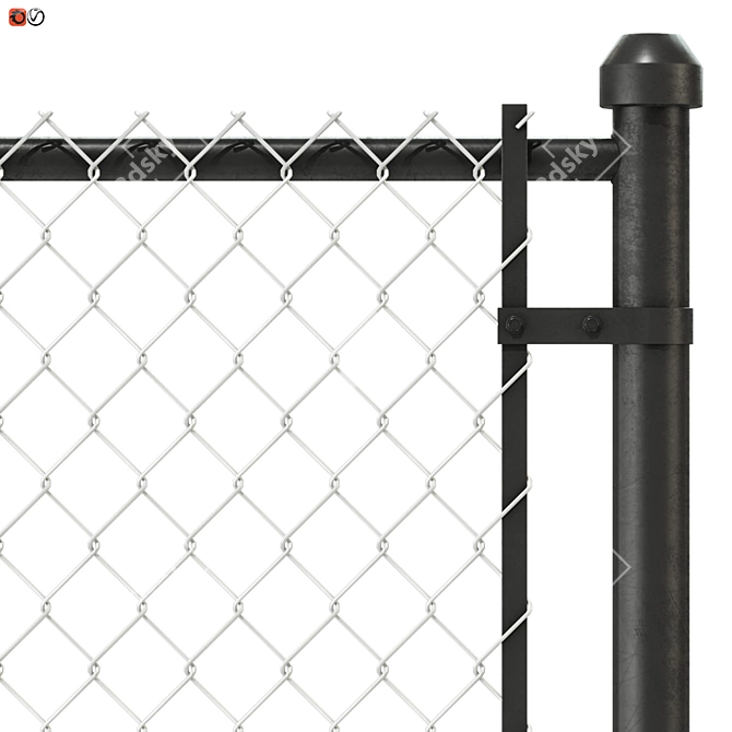 Durable Metal Mesh Fence 3D model image 2