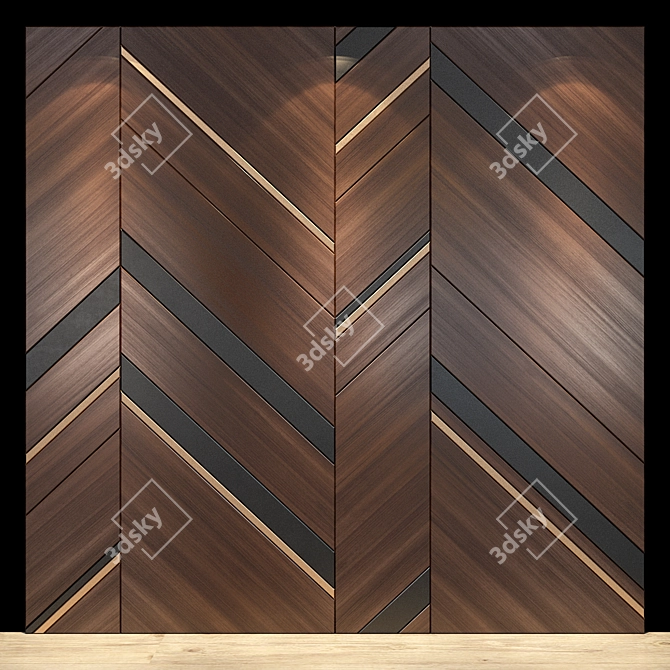 Sleek Wood Panel 35 3D model image 1