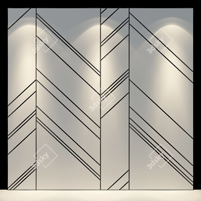 Sleek Wood Panel 35 3D model image 2