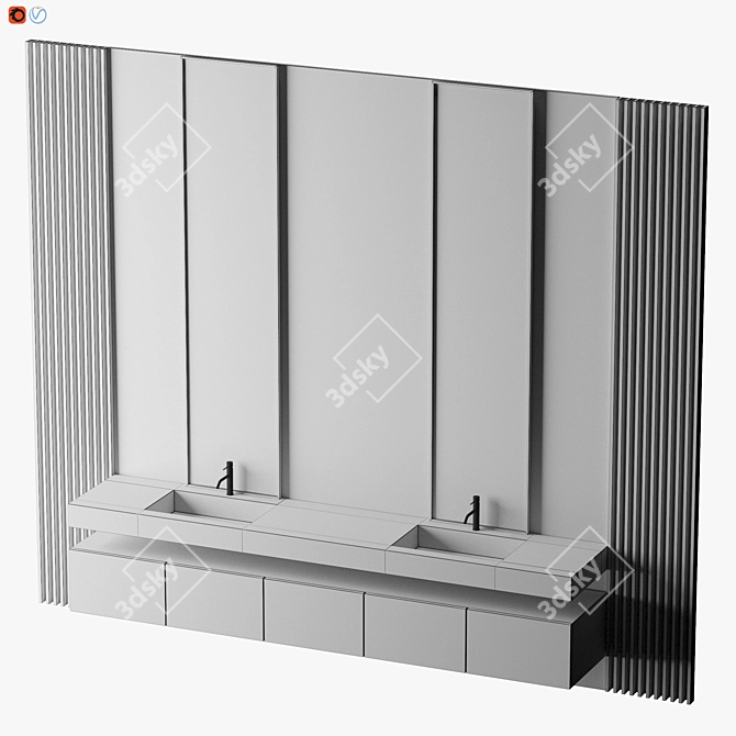 Concrete Bath: Modern Minimalist Design 3D model image 5