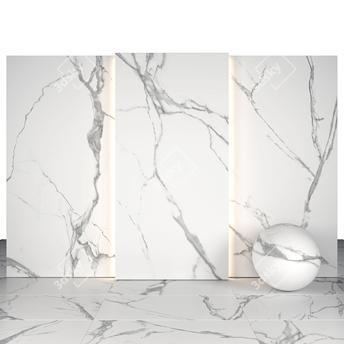 Elegant Nil White Marble Tiles 3D model image 2